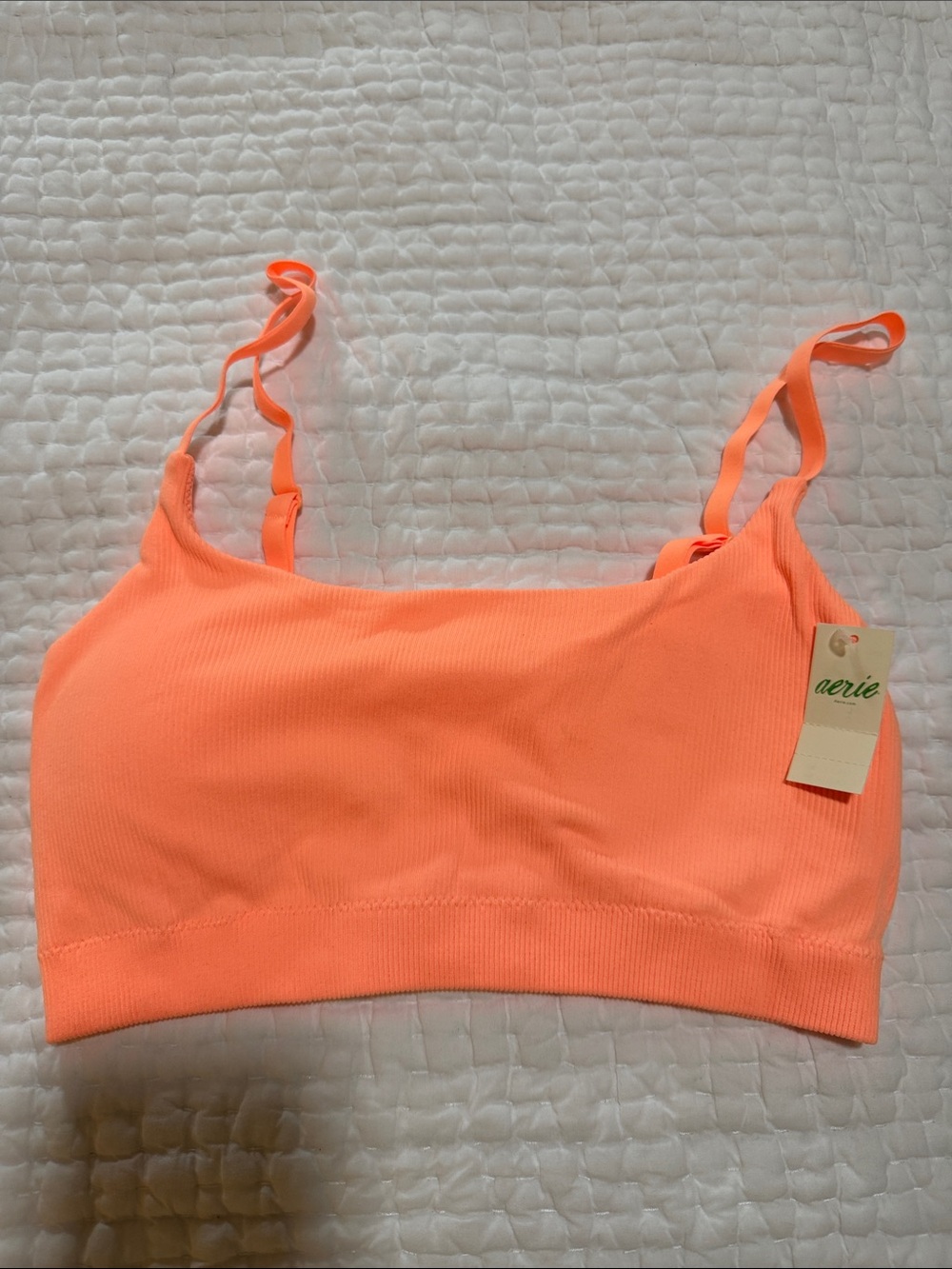 NWT aerie Neon Coral Ribbed Bralette